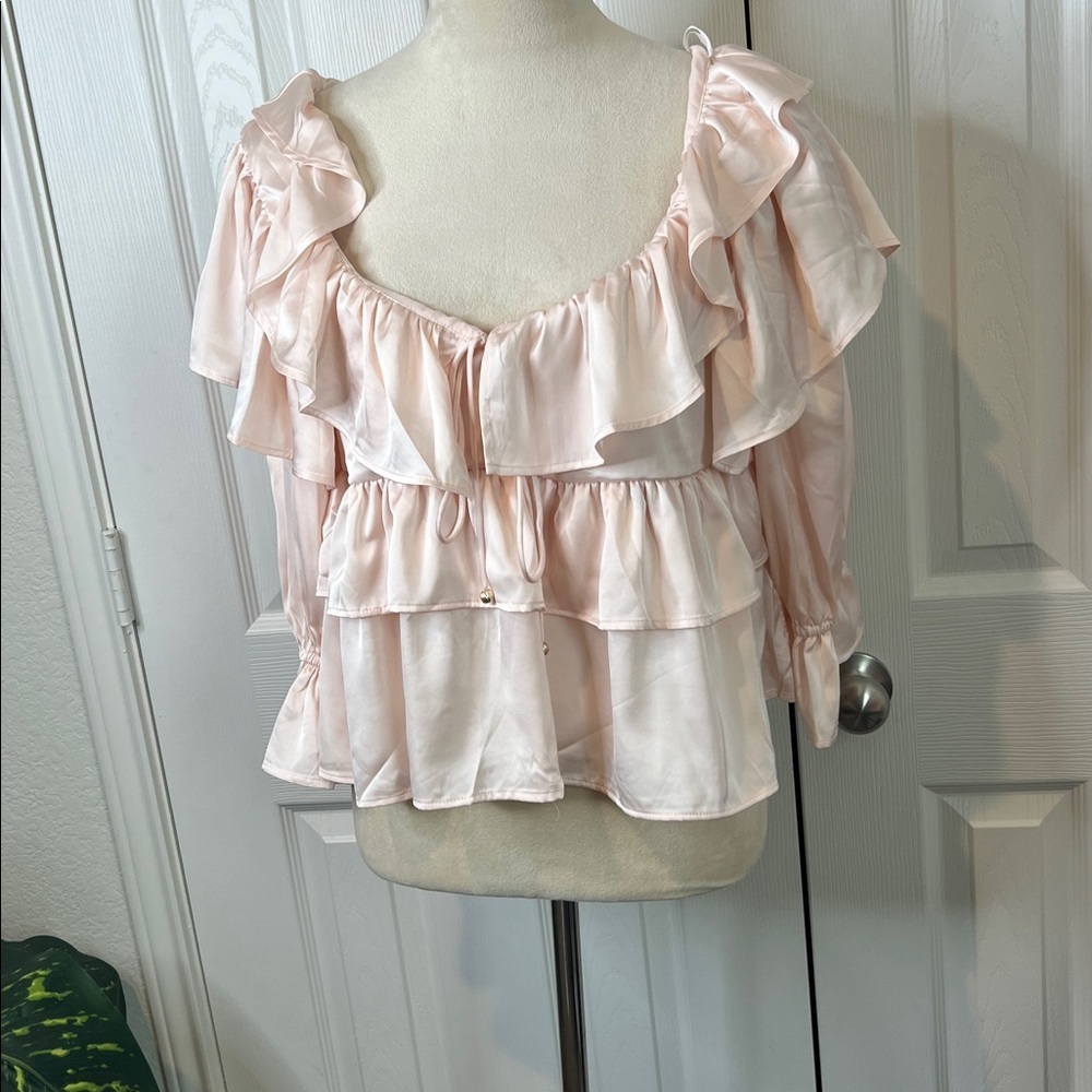 Ella Ruffle Tiered Satin Blouse  Various Sizes